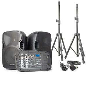 Vexus PSS302, hordozható PA audio rendszer, max. 300 W, bluetooth, USB, SD, MP3, 2 x állvány, 1 x mikrofon