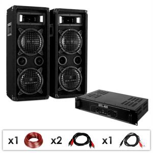 Electronic-Star DJ PA szett DJ-24, PA erősítő, hangfalak, kábel, 1200 W