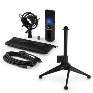 auna MIC-900B-LED V1 USB mikrofon szett, fekete kondenzátor mikrofon | asztali állvány