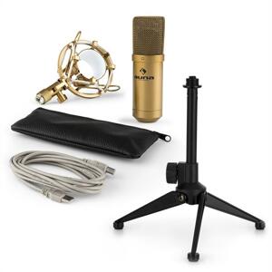 auna MIC-900G V1 USB mikrofon szett, arany kondenzátor mikrofon | asztali állvány
