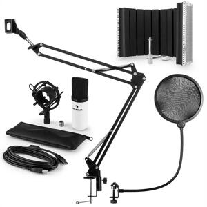 auna MIC-900WH USB mikrofon szett V5 kondenzátoros mikrofon, pop filter, mikrofonernyő, mikrofon kar, fehér