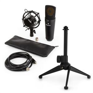 auna MIC-920B USB mikrofon készlet V1 - fekete nagy membrános mikrofon és asztali állvány