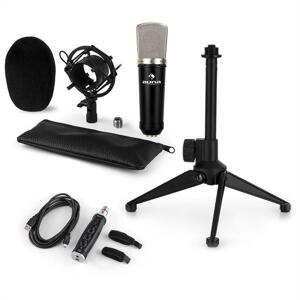 auna CM003 mikrofon készlet V1, kondenzátoros mikrofon, USB-konverter, mikrofon állvány