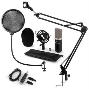 auna CM003 mikrofon szett V kondenzátoros mikrofon, USB-konverter, mikrofontartó kar, fekete