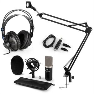 auna CM003 mikrofon szett V3 kondenzátoros mikrofon, USB-konverter, fejhallgató, fekete