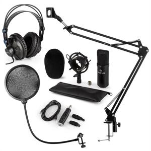 Auna CM001B mikrofon készlet V4 fülhallgató, kondenzátoros mikrofon, USB adapter, mikrofonkar, pop szűrő