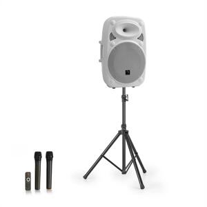 Auna Streetstar 15, mobile PA rendszer + állvány, 15" mélynyomó, UHF mikrofon, 1000 W, fehér